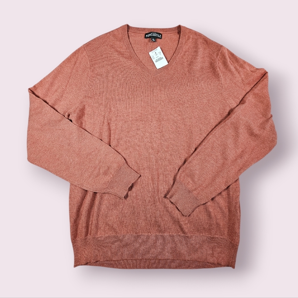 J.Crew NWT Merino Wool‎ Old Money Lightweight V-Neck Sweater in Rust Sz L